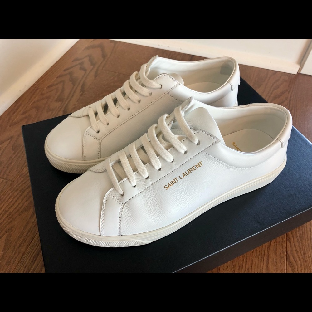 Saint Laurent Andy low top leather sneaker shoes white 36.5 6.5 YSL